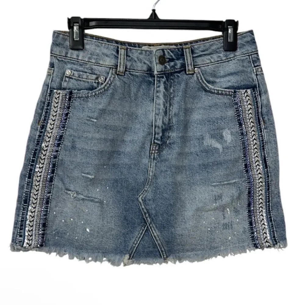 Free People Mini Blue Denim Skirt(Size 4)